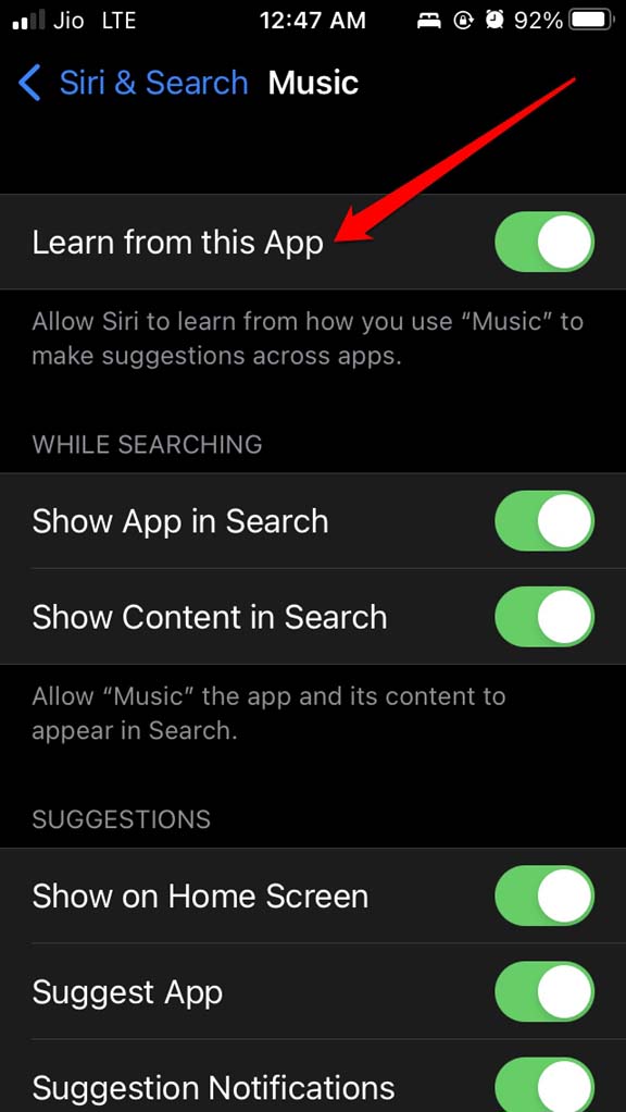 How to Fix Siri Not Playing Music from Apple Music? 13 enable Siri learn from this app