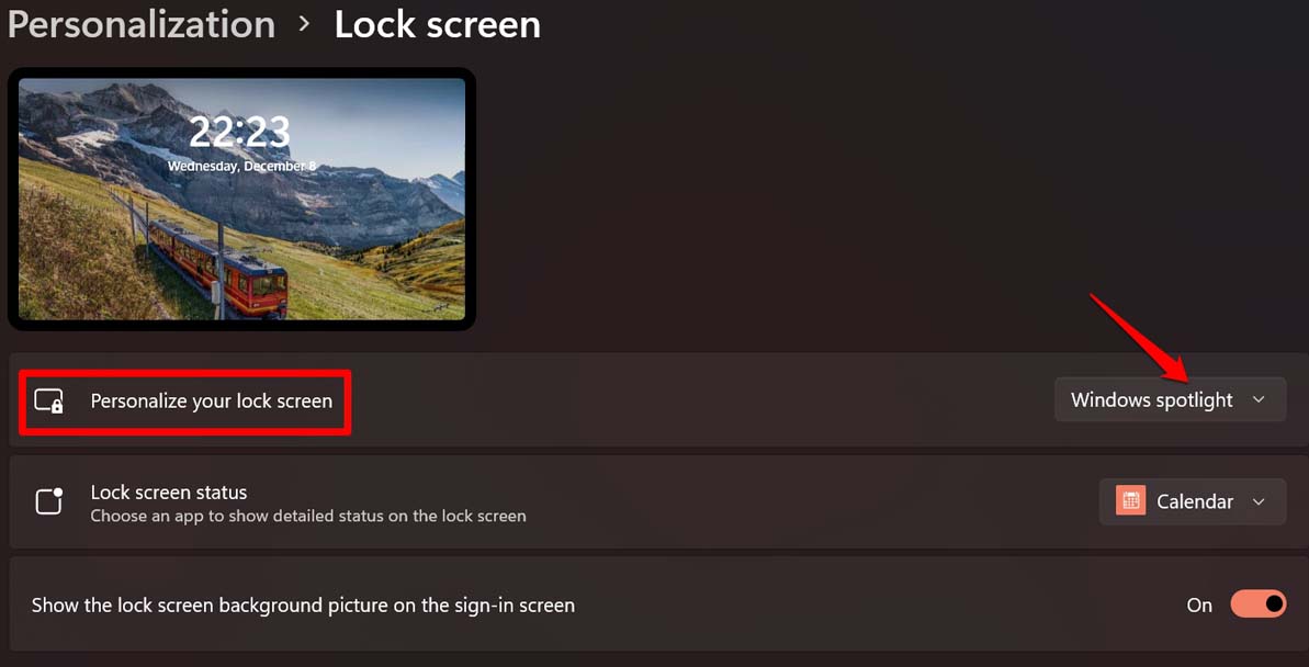 enable Windows Spotlight