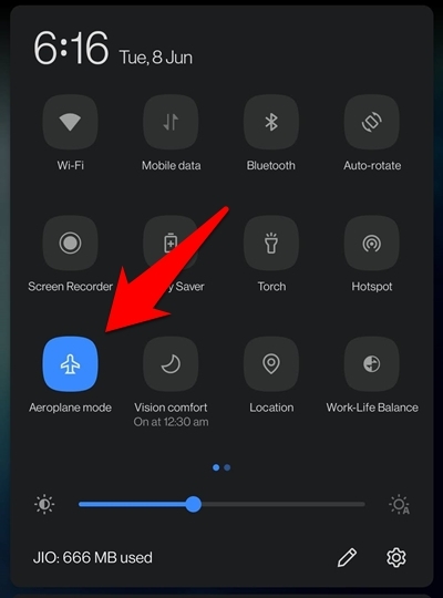 How to Fix Google Search More Button Try Again Error? 3 enable aeroplane mode from quick settings on android