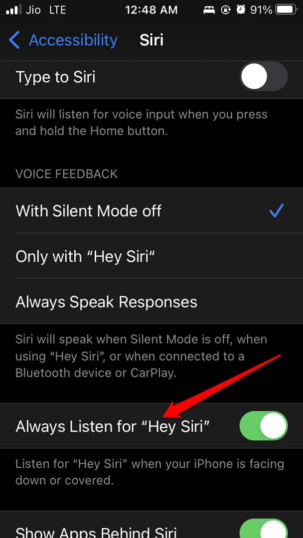 How to Fix Siri Not Playing Music from Apple Music? 16 enable always listen for Hey Siri