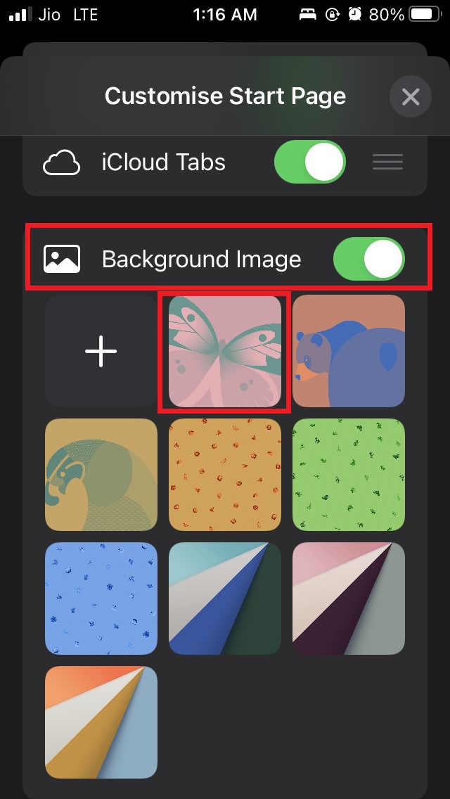 How to Customize Background Image on Safari Browswer for iOS 15? 3 enable and select background image Safari