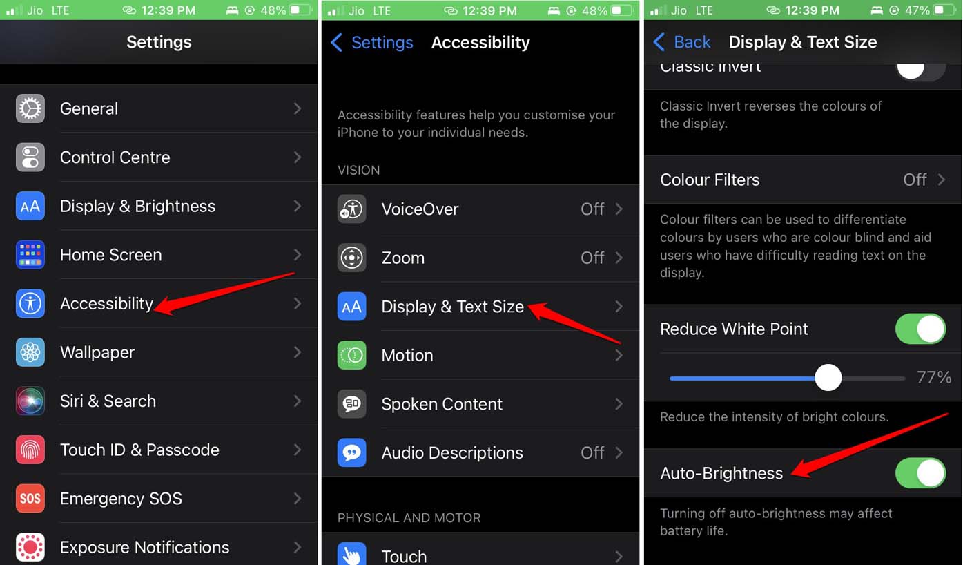 How to Fix Auto Brightness Not Working on iPhone? 3 enable auto brightness iOS