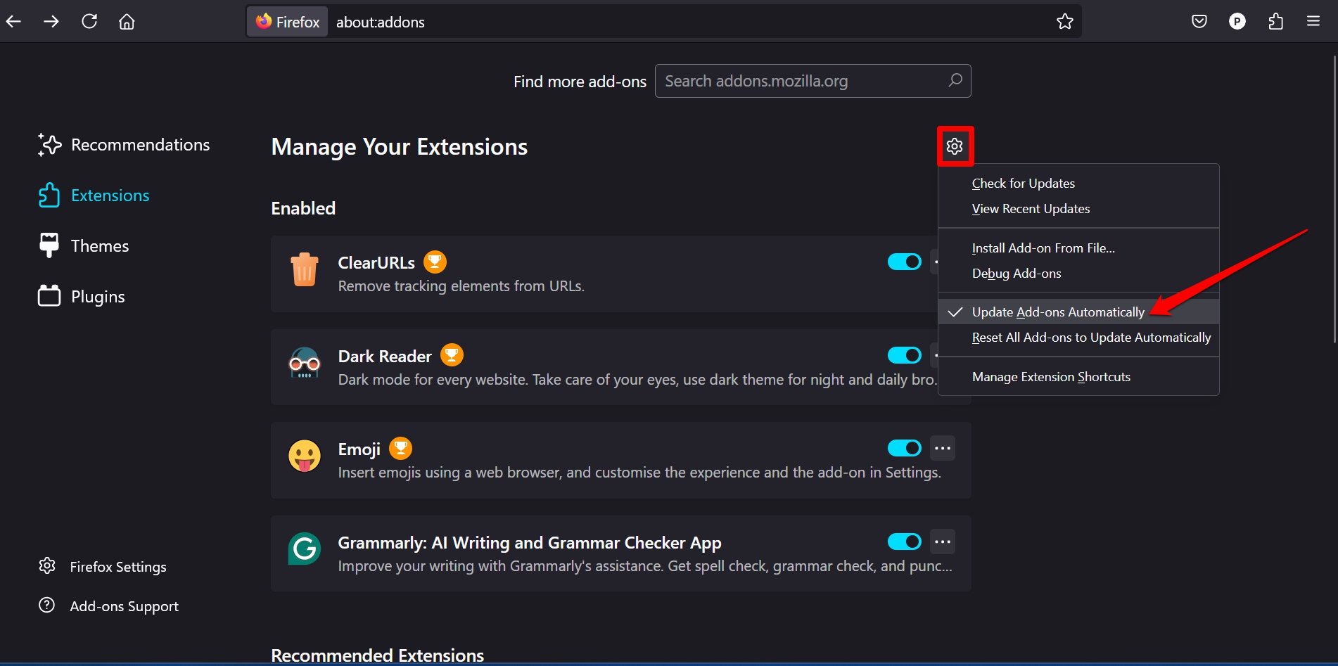 How to Optimize Mozilla Firefox to Enjoy Best Browsing Experience? 6 enable automatic update for addons in Firefox