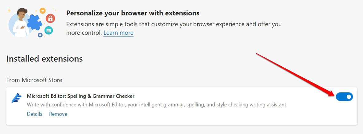 How to Fix Microsoft Edge Not Syncing? 10 enable browser extension on Edge browser