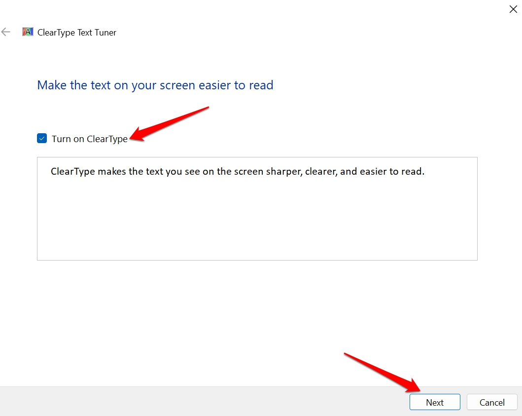 How to Fix Blurry Screen Issue on Windows 11? 14 enable cleartype text Windows