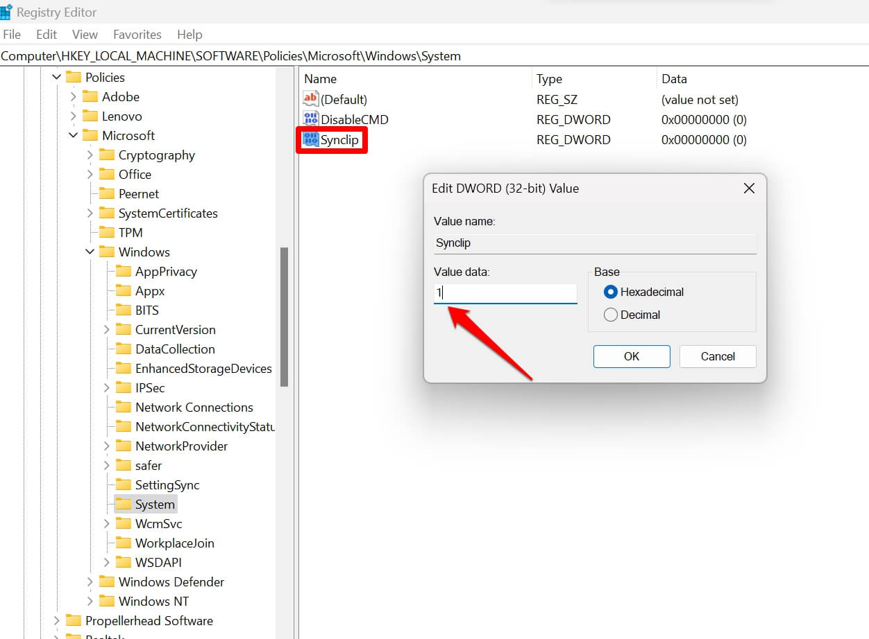How to Enable Clipboard Syncing in Windows 11 13 enable clipboard sync using Windows registry