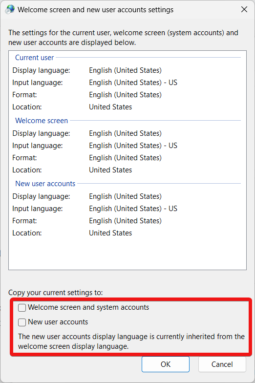 How to Fix Windows 11 Lock Screen in Another Language 9 enable copy your current settings