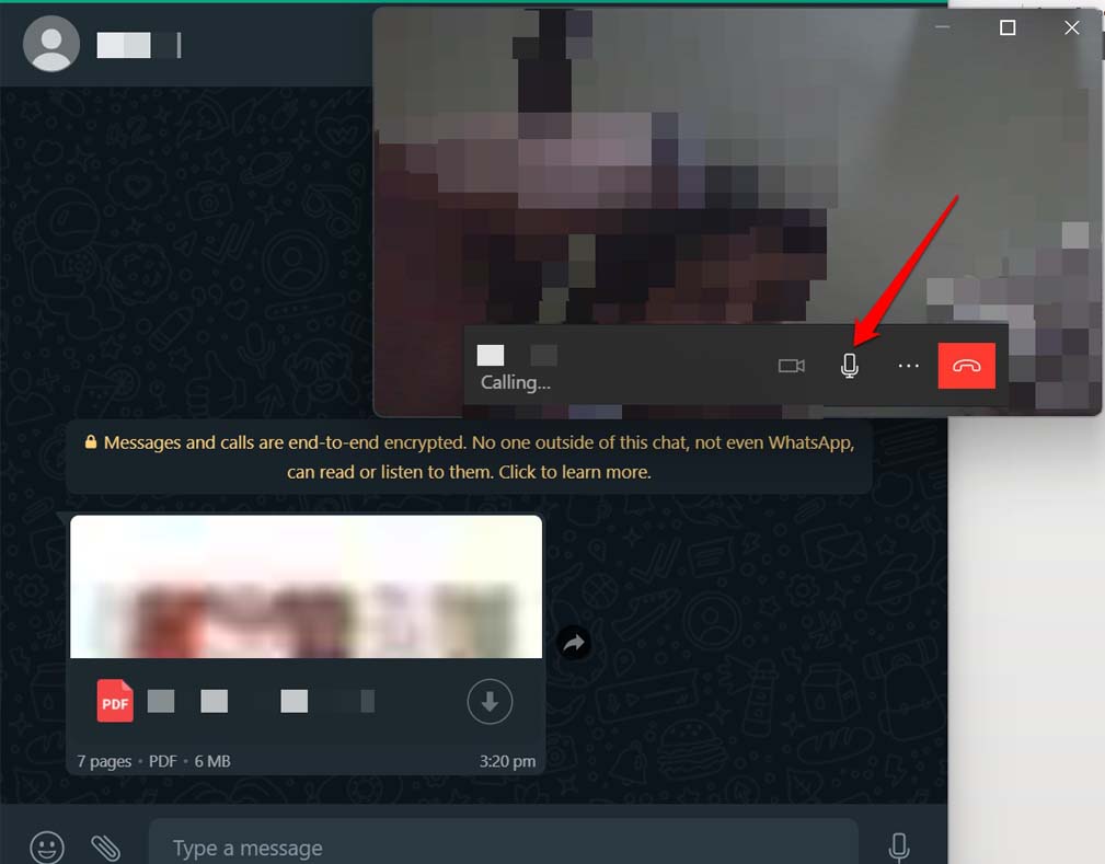 How to Make a Video Call on WhatsApp Web using Desktop App? 6 enable disable microphone in WhatsApp video call
