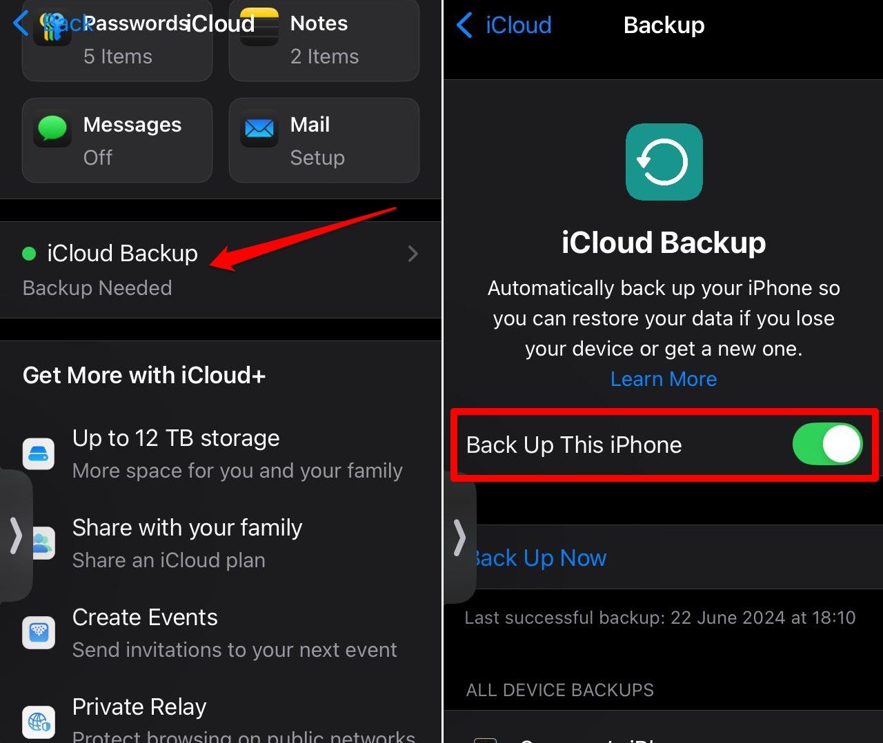 enable icloud backup on-iPhone iOS 18