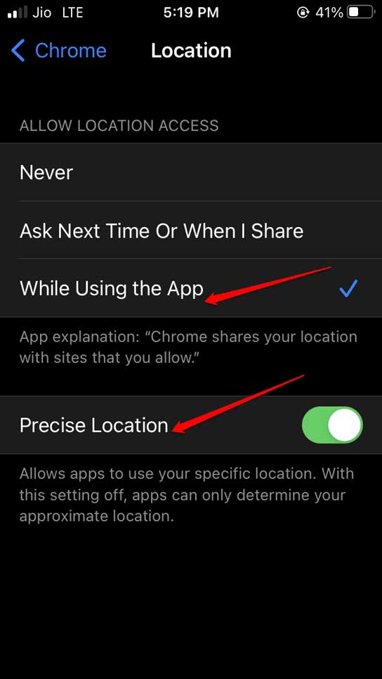 How to Disable or Enable Location Services in Google Chrome? 12 enable location permission for Chrome on iPhone