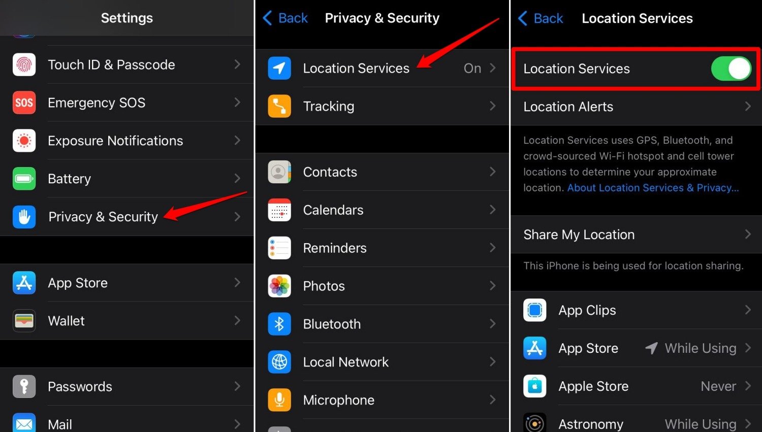 How to Fix Dark Mode Not Working in Google Maps 7 enable location services on iOS 17