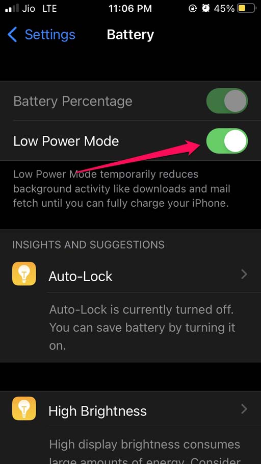 iOS 15 Battery Discharging Quickly: How to Fix 3 enable low power mode iOS battery