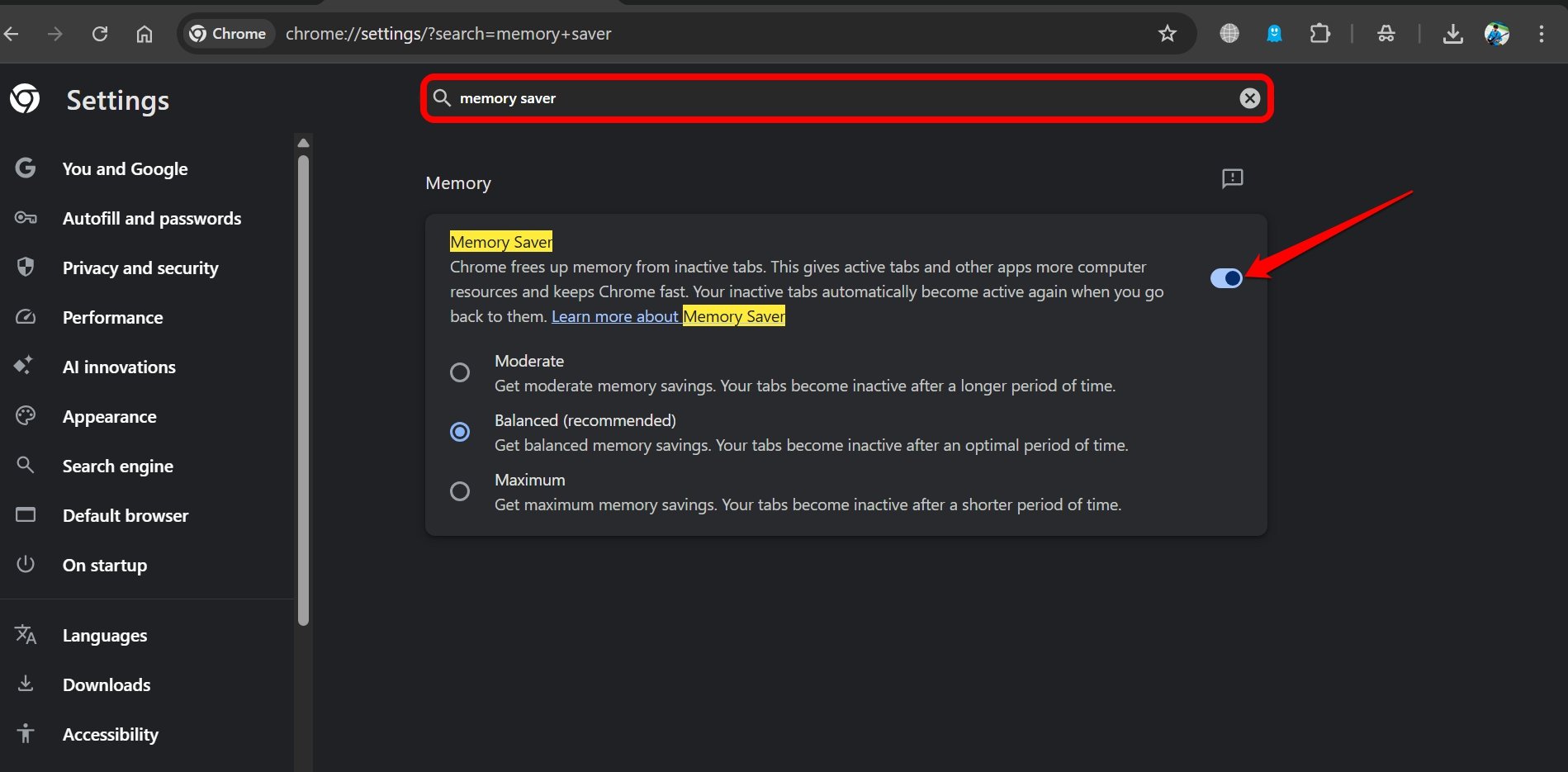 How to Reduce Google Chrome RAM Usage? 5 enable memory saver on Chrome