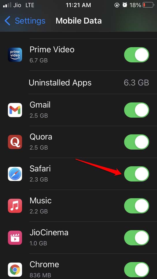 Safari Browser Not Working on iOS 15: How To Fix 6 enable mobile data for Safari