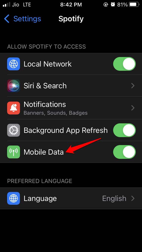 How to Fix Spotify Not Downloading Songs on iPhone? 6 enable mobile data for Spotify