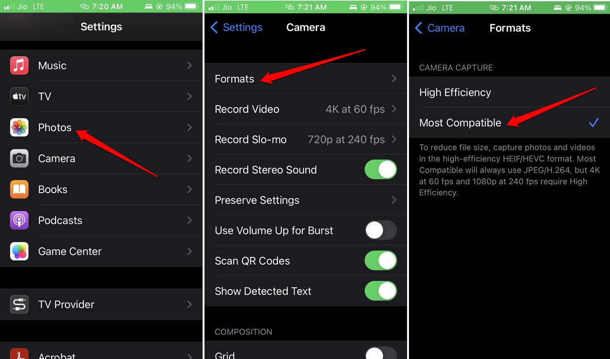 How to Fix iPhone Files Not Showing on PC? 9 enable most compatible format for iPhone photos