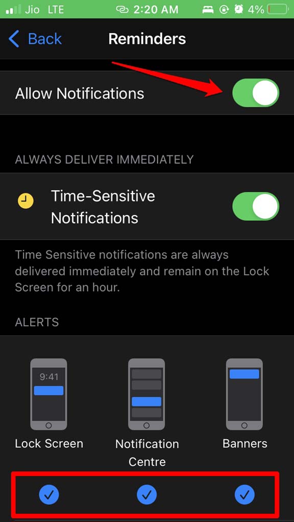 How To Fix iPhone Reminders Not Working on iOS 15 7 enable notifications for the reminders app