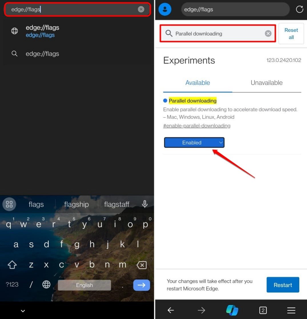 Chrome Faster Download: Enable Parallel Downloads 7 enable parallel downloading on Edge browser Android