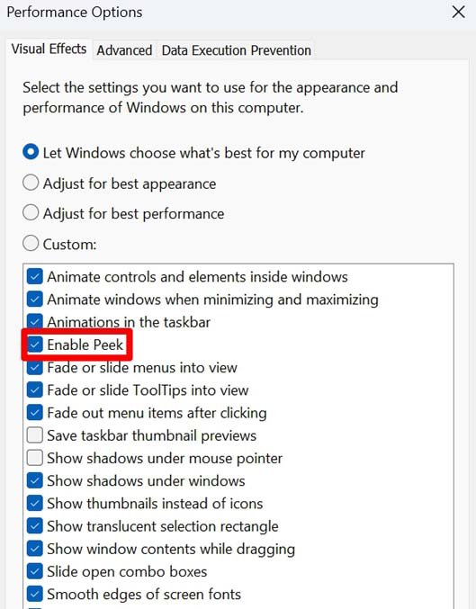 How to Fix Alt + Tab Shortcut Not Working on Windows 11? 10 enable peek Windows 11
