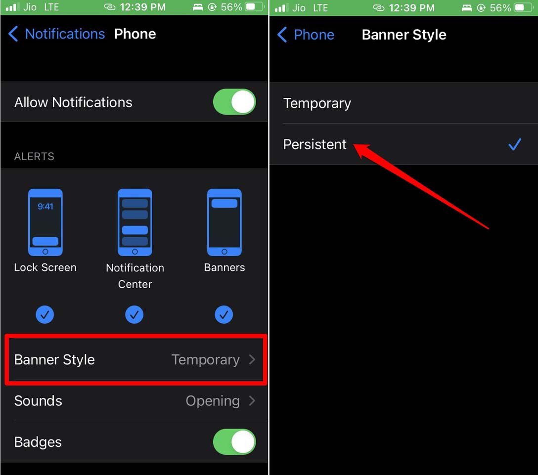 How to Fix Missed Call Notifications Not Showing on iPhone? 8 enable persistent notification banner