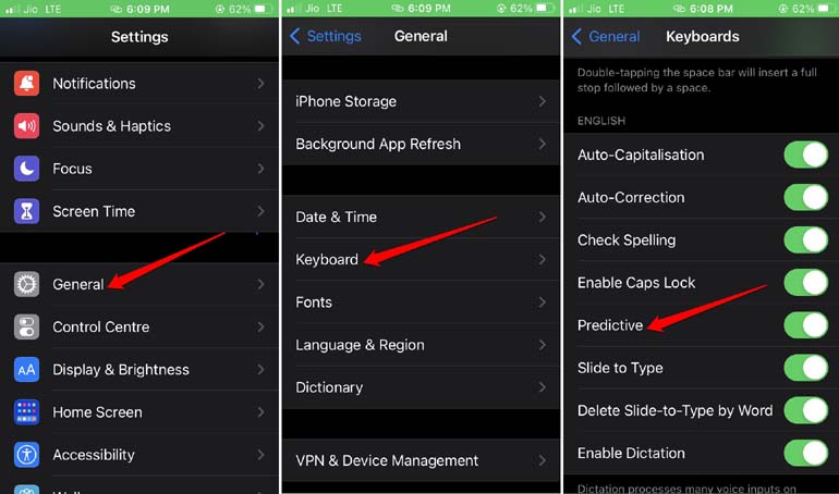 How to Fix iPhone Autocorrect Not Working? 2 enable predictive text on iOS keyboard