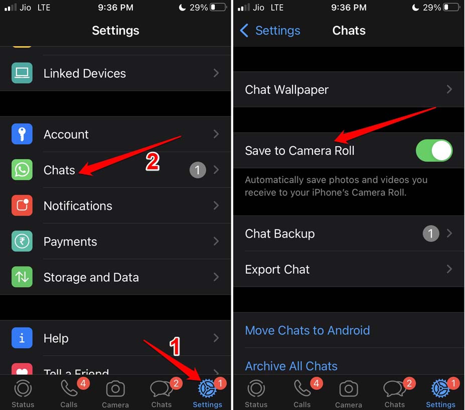 How to Fix WhatsApp Not Playing Videos on iPhone? 4 enable save to camera roll feature