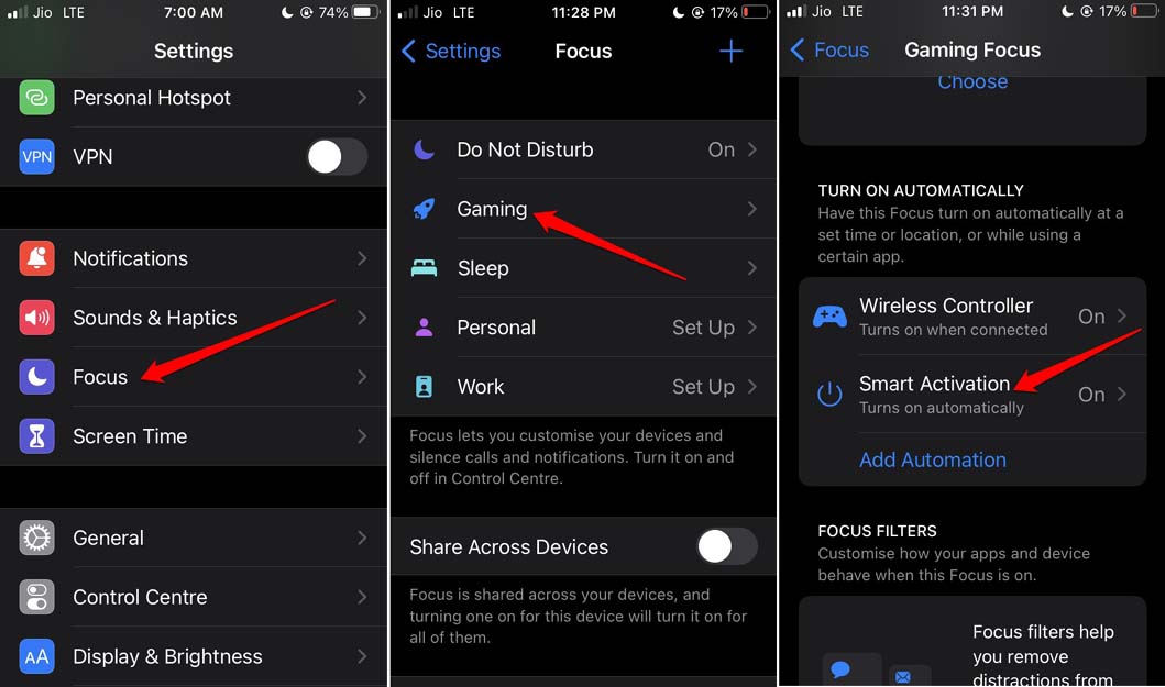 How to Use Focus Mode While Playing Games on iOS 16? 8 enable smart activation of focus mode during gaming