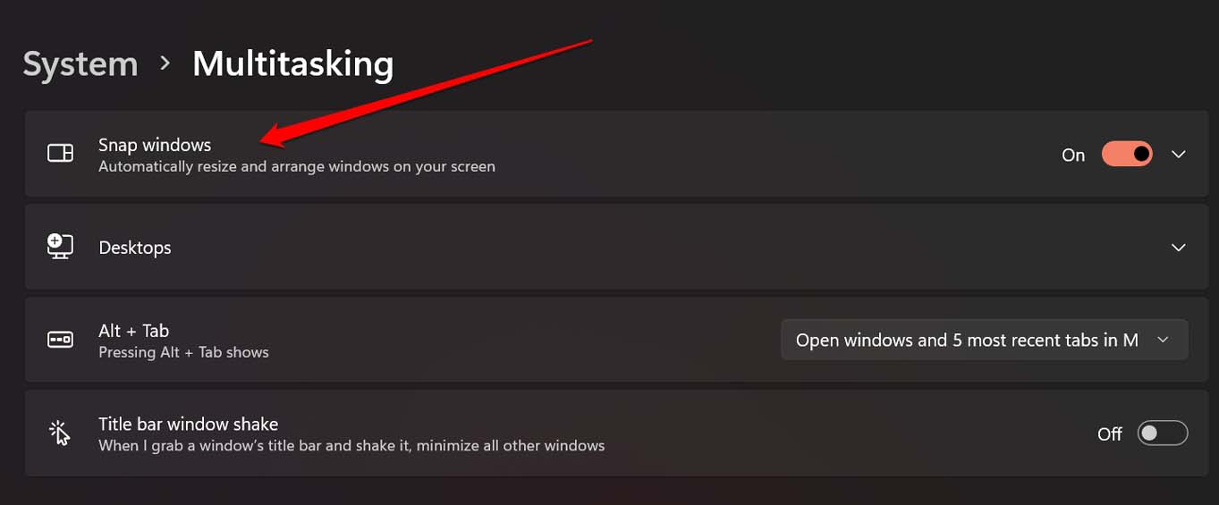 How to Fix Split-Screen Not Working in Windows 11? 4 enable snap windows