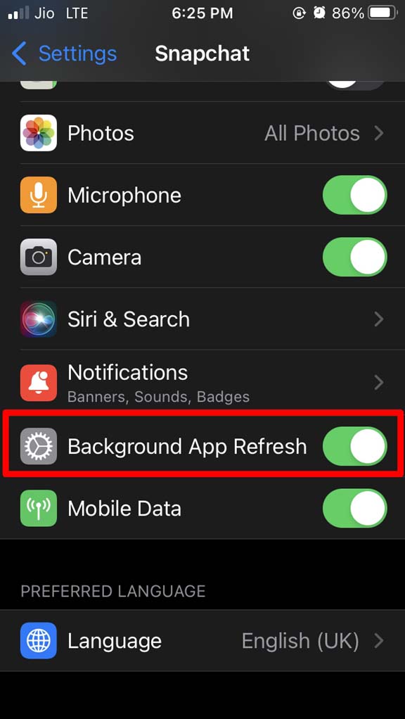 How to Fix Snapchat Notifications Not Working on iPhone 6 enable snapchat app background refresh
