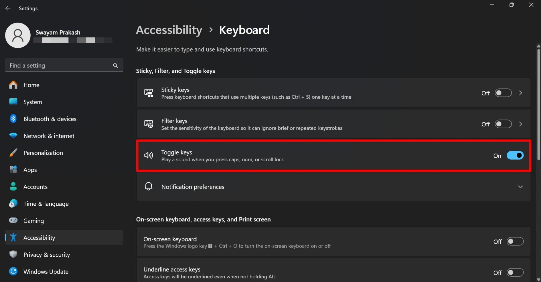 How to Fix Windows 11 Caps Lock Light Is Not Working 10 enable sound alert for Caps lock key in Windows 11