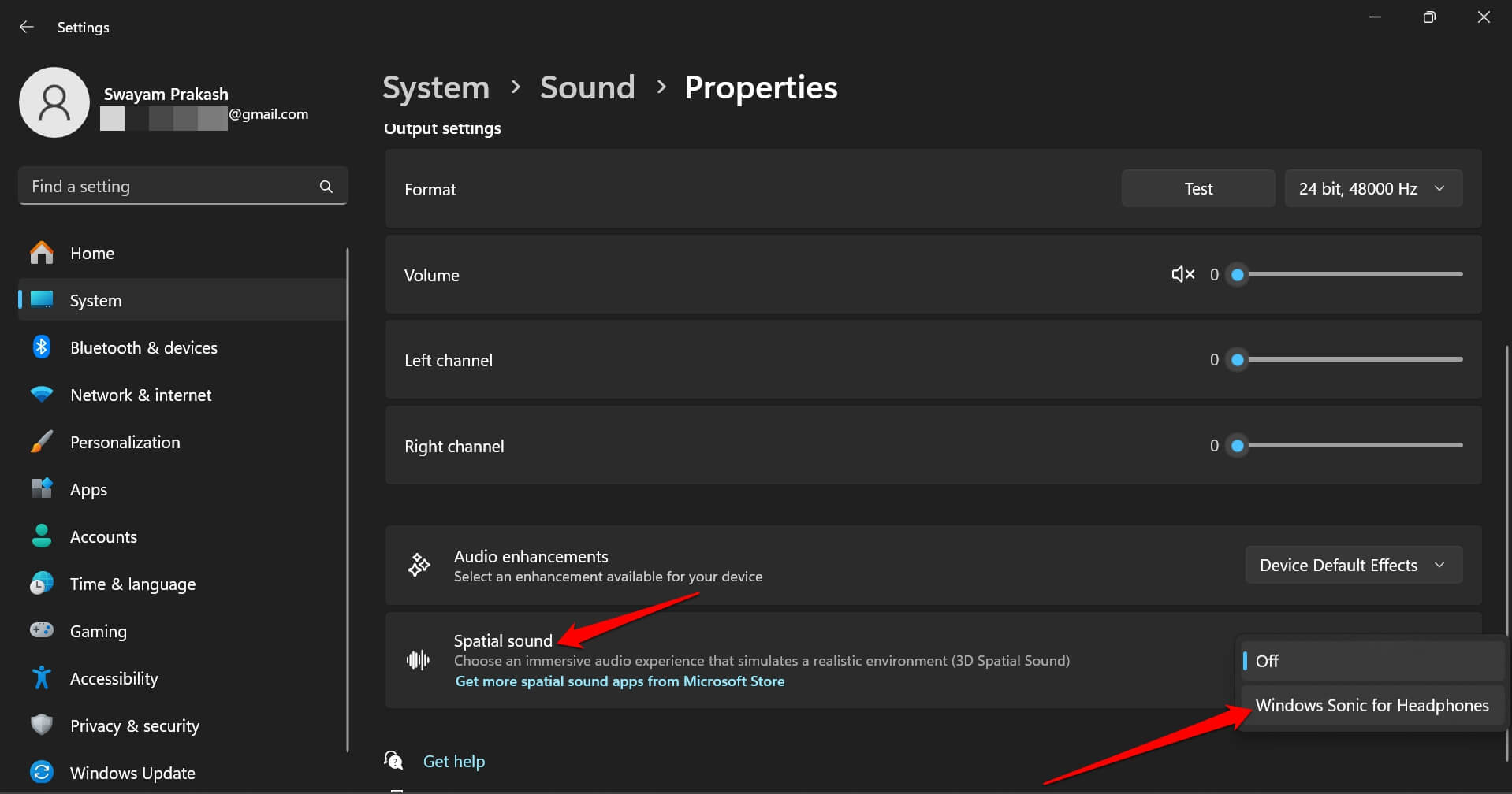 What is Spatial Sound in Windows 11 and How to Use it? 4 enable spatial audio from Windows settings