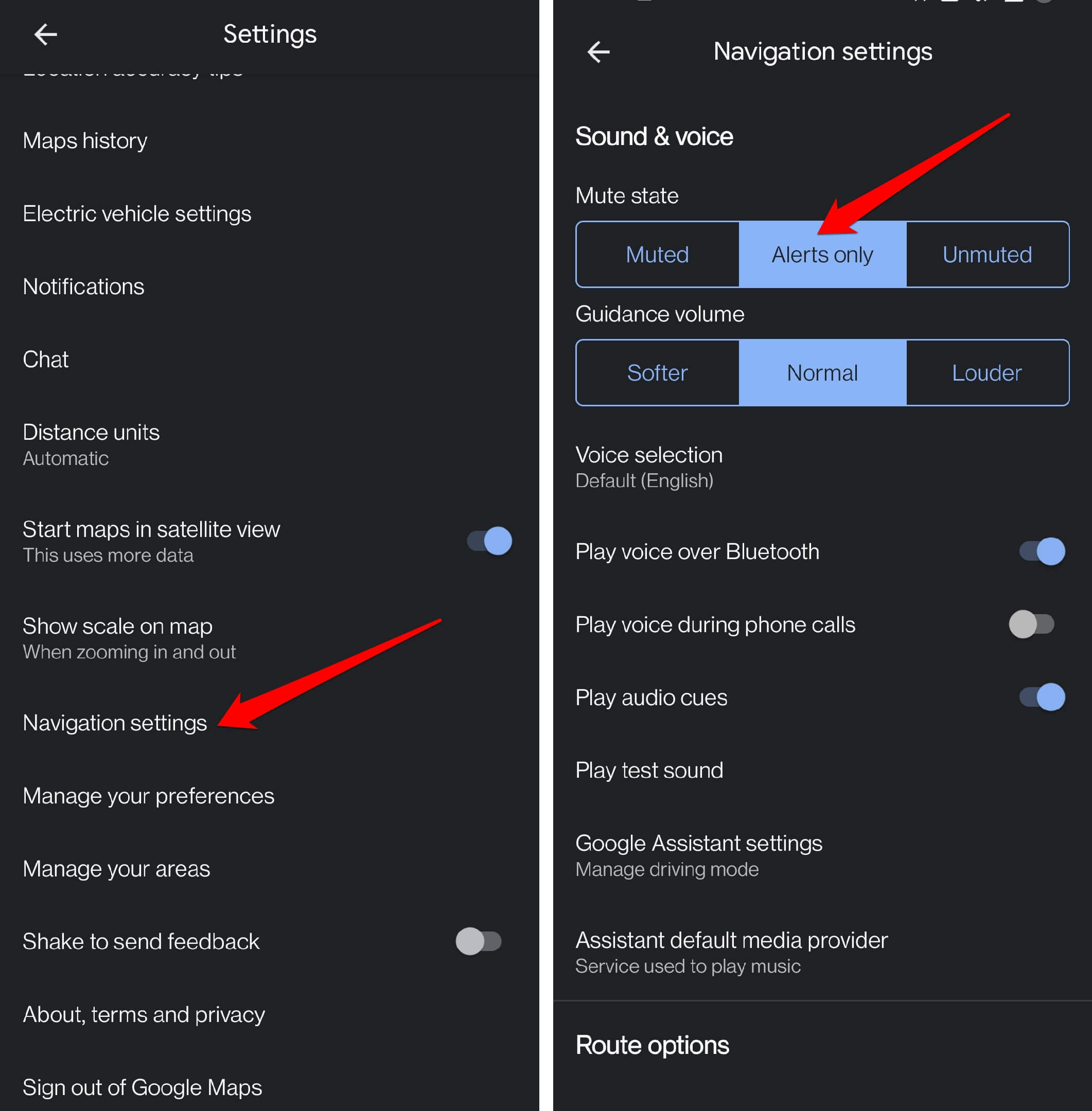 enable traffic alerts only by Google Maps voice navigation