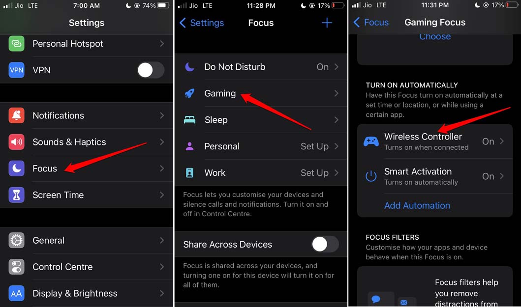 How to Use Focus Mode While Playing Games on iOS 16? 4 enable wireless controller for gaming focus mode