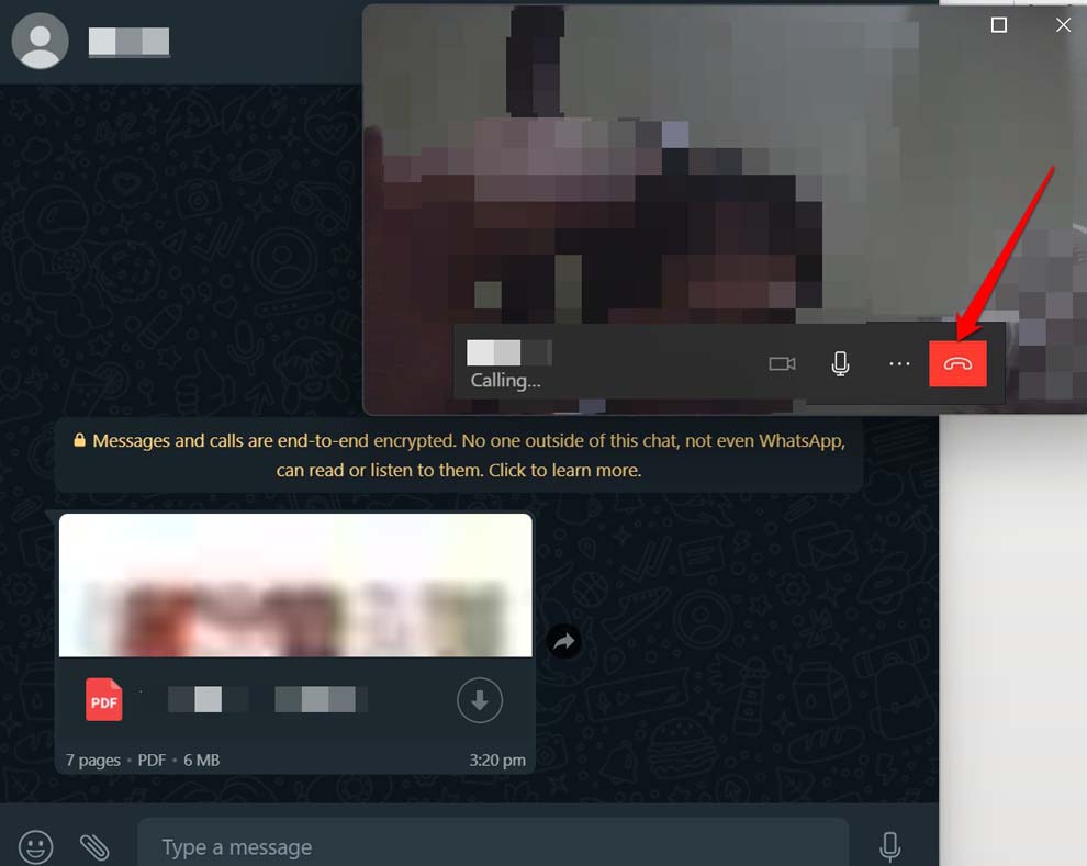 How to Make a Video Call on WhatsApp Web using Desktop App? 5 end a whatsapp video call