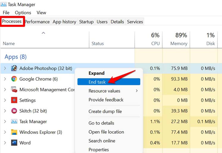end task of third party application