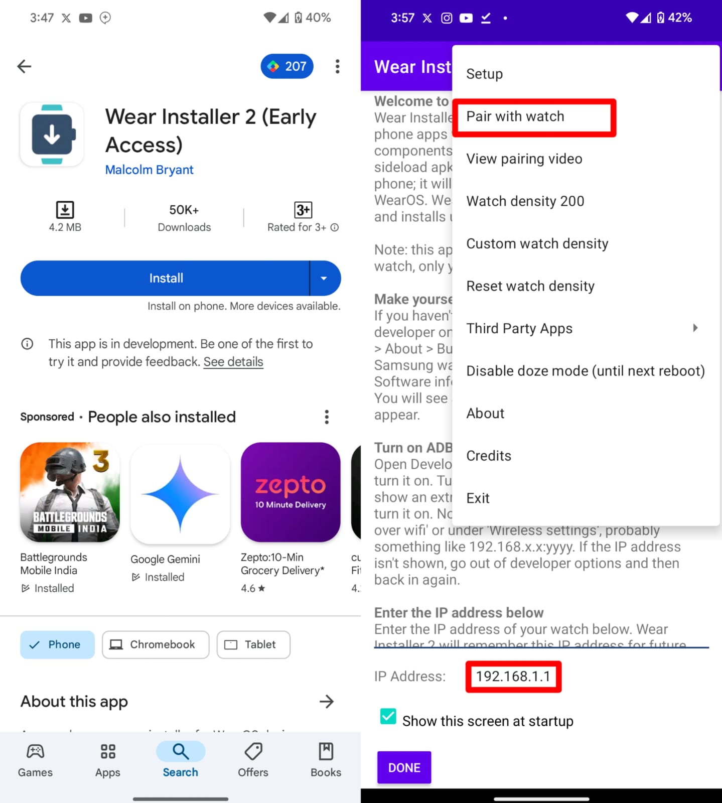 How to Sideload APK on WearOS Watch: Samsung, OnePlus, Google 4 enter IP address and tap on Pair with watch