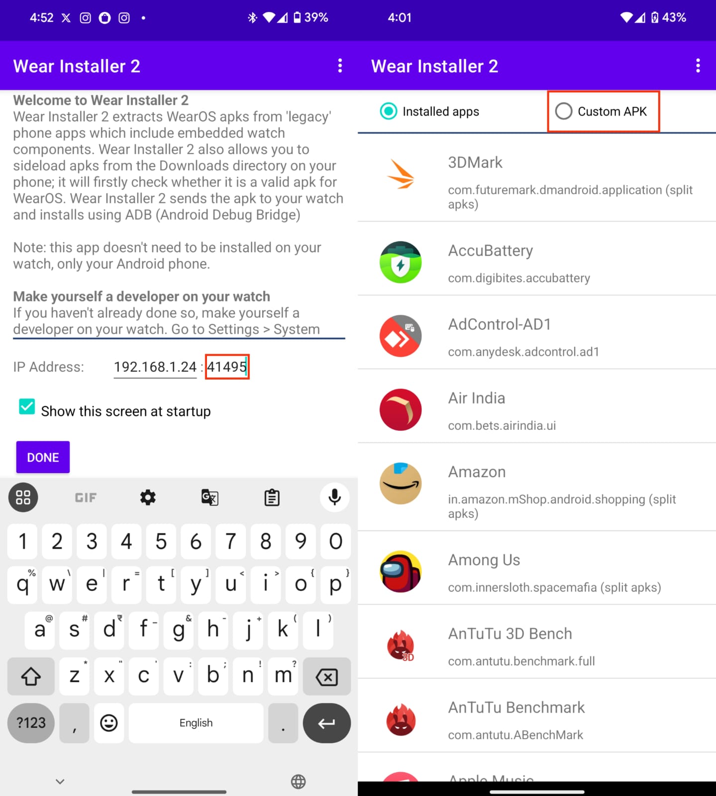 How to Sideload APK on WearOS Watch: Samsung, OnePlus, Google 7 enter port code and install apk