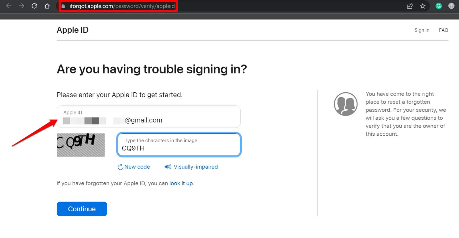 How to Recover Apple ID Password without Phone Number? 3 enter the Apple ID for resetting password