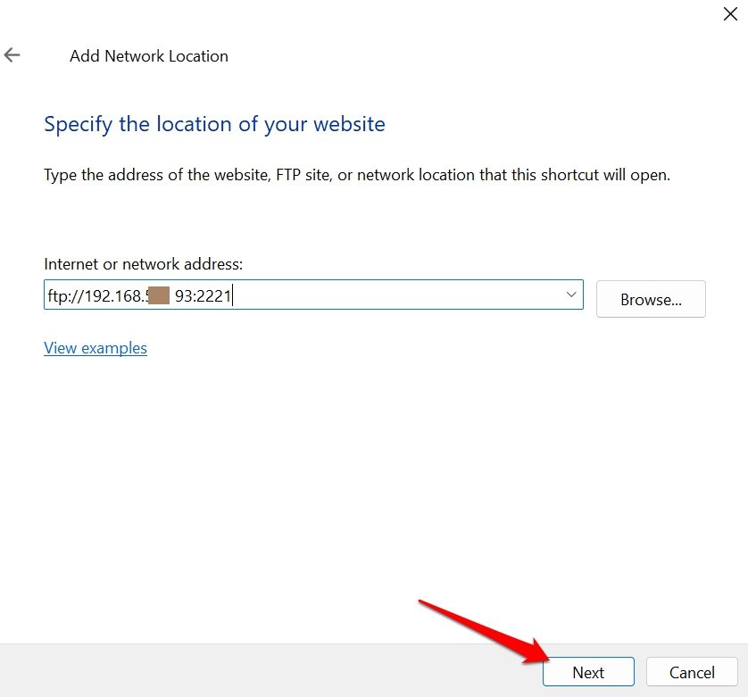enter the FTP server address