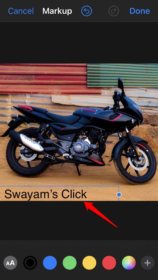 How to Add Watermark to Photos on iPhone Using in-built Photo Editor 5 enter the text for iPhone photos watermark
