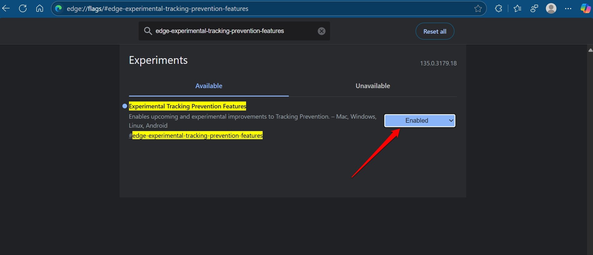 experimental tracking prevention