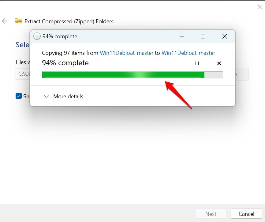 How to Debloat Windows 11 to Improve Performance 4 extract the Windows 11 debloater script folder