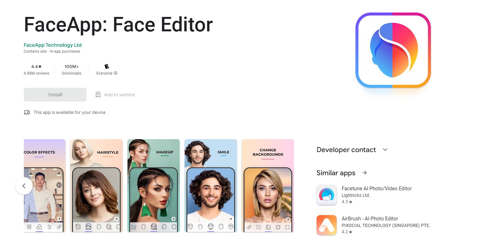 10 Best AI Image Creators for Android 10 FaceApp – AI Face Editor