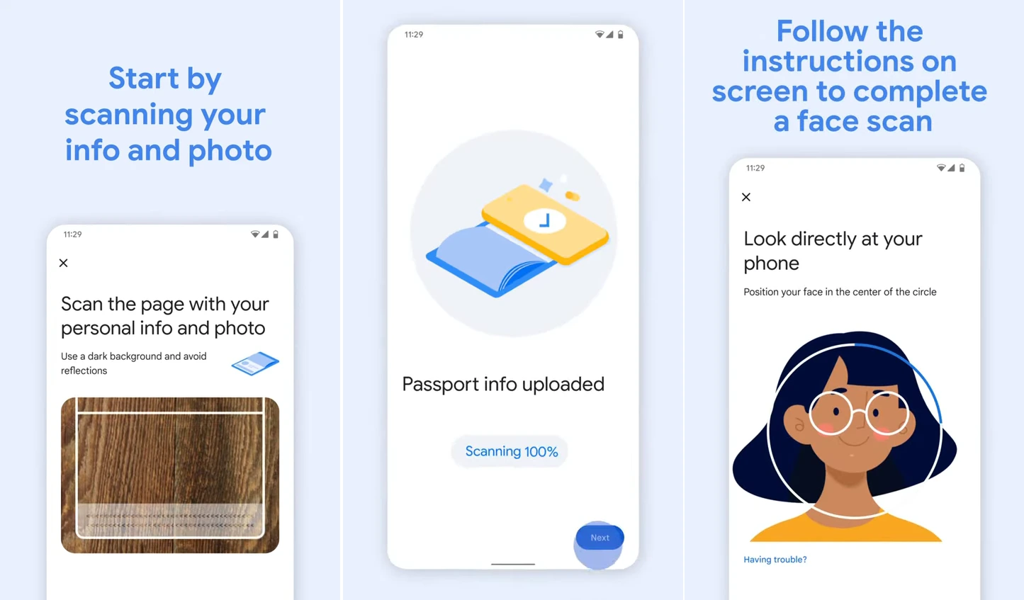 Why should you add your passport to the Google Wallet? 3 facial scan to verify ID pass for Google Wallet