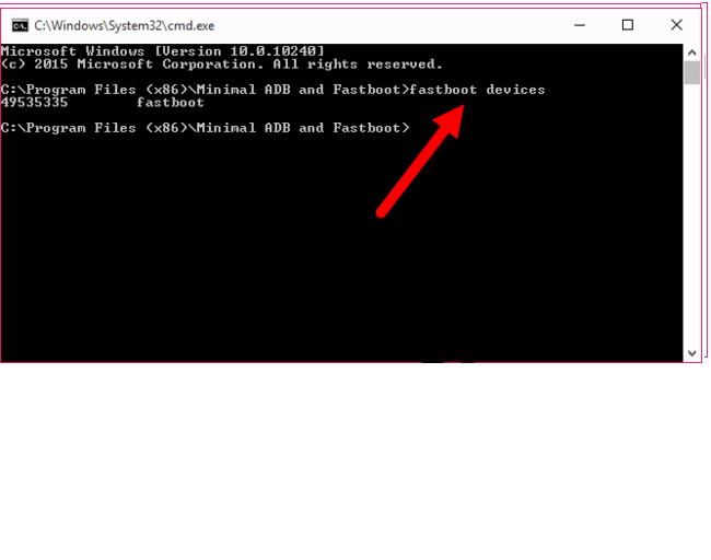 How to Unlock Bootloader and Install TWRP in OnePlus X ? 3 'fastboot devices' command