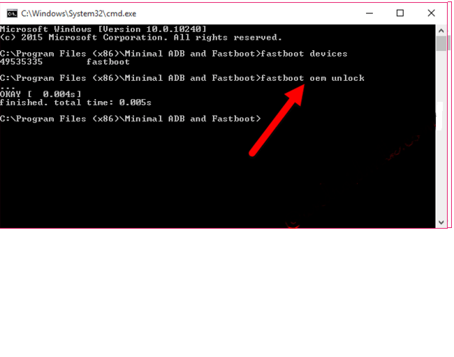 How to Unlock Bootloader and Install TWRP in OnePlus X ? 4 'fastboot oem unlock' command