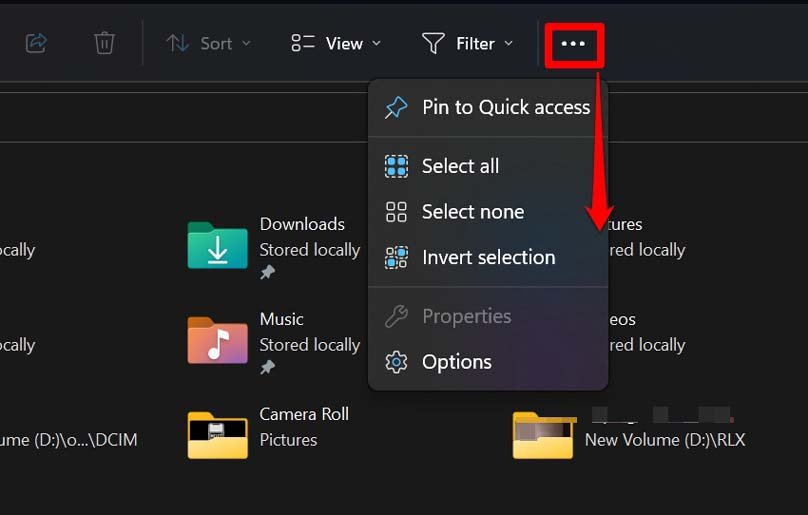 file explorer see more menu