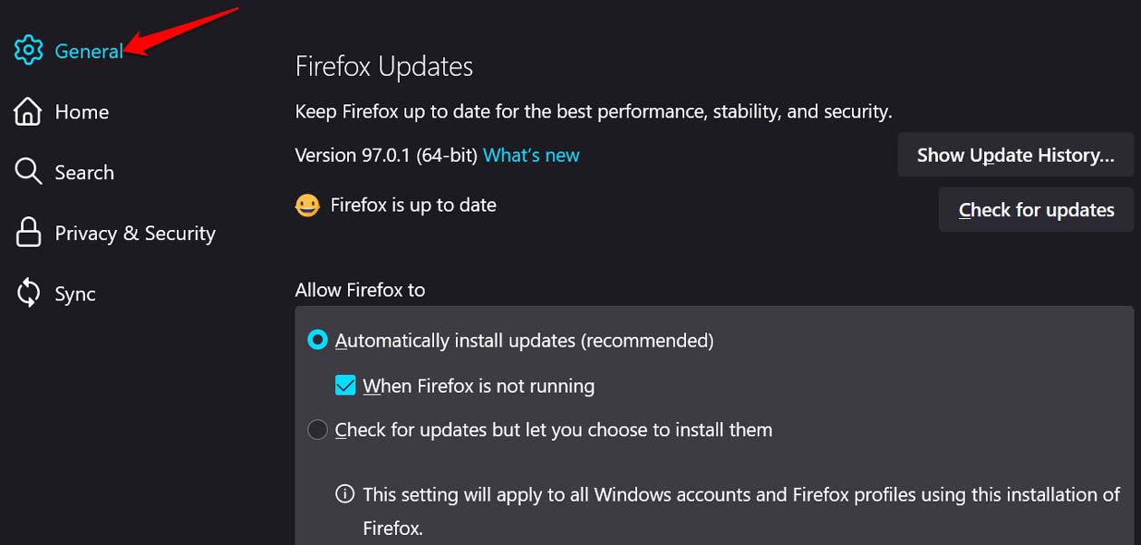 firefox general settings