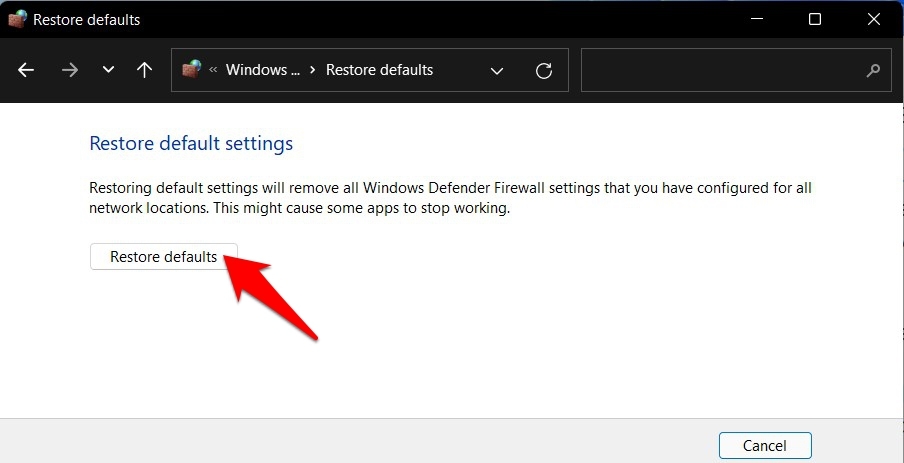 firewall restore default settings in windows 11