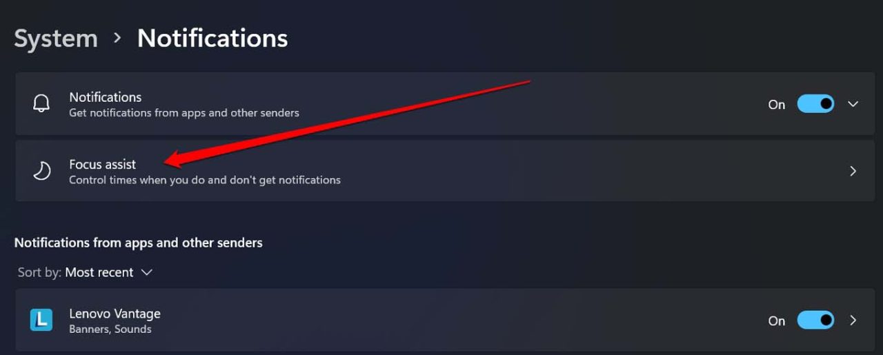 focus assist settings Windows 11